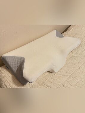 Sutera Orthopedic Contour Memory Foam Pillow white & gray Removable pillowcase